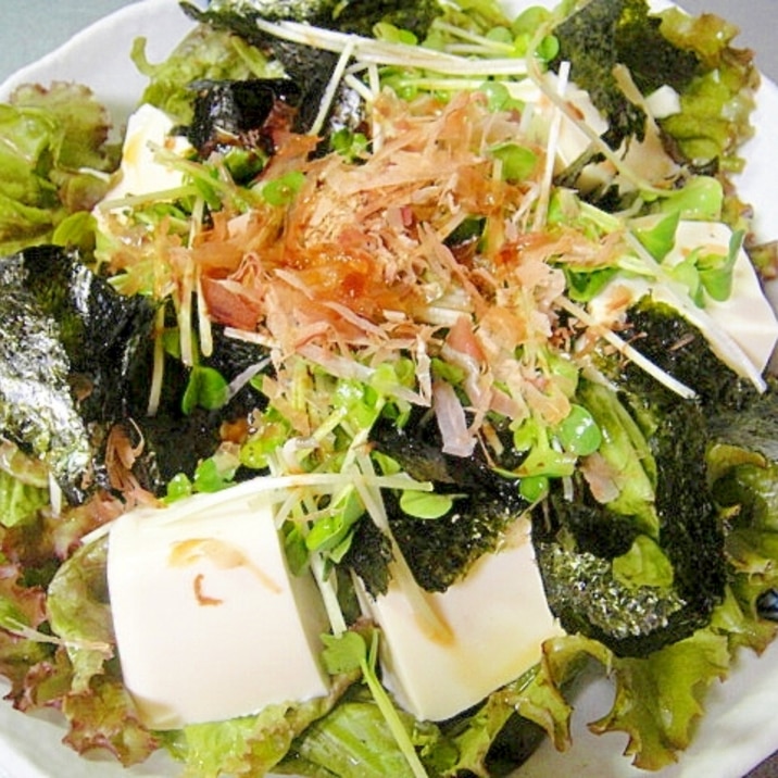 サニーレタスと豆腐 海苔のサラダ レシピ 作り方 By Mint74 楽天レシピ